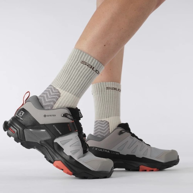 Tenis Senderismo Salomon X Ultra 4 Anchos GTX Mujer Grises Claro Negros | MX WVIQ615